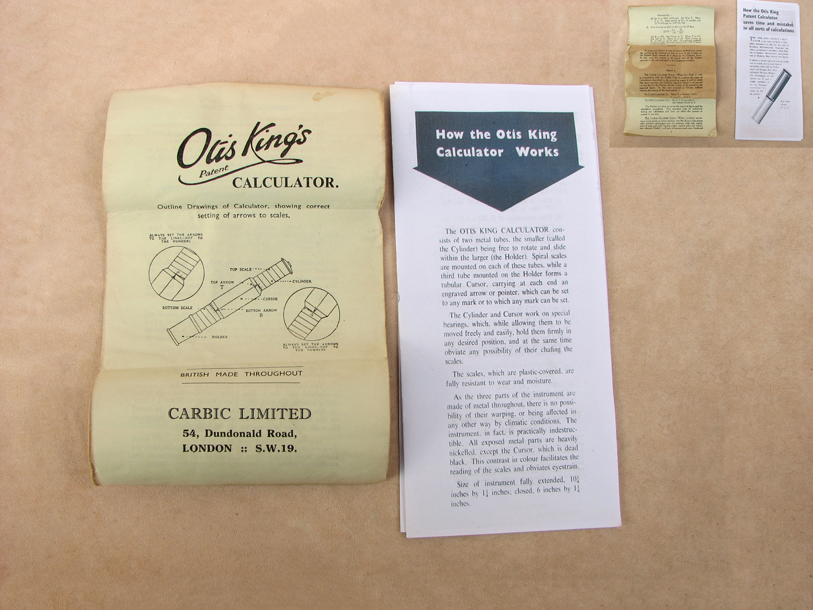 1960's Otis King Model K type C slide rule calculator in leather case